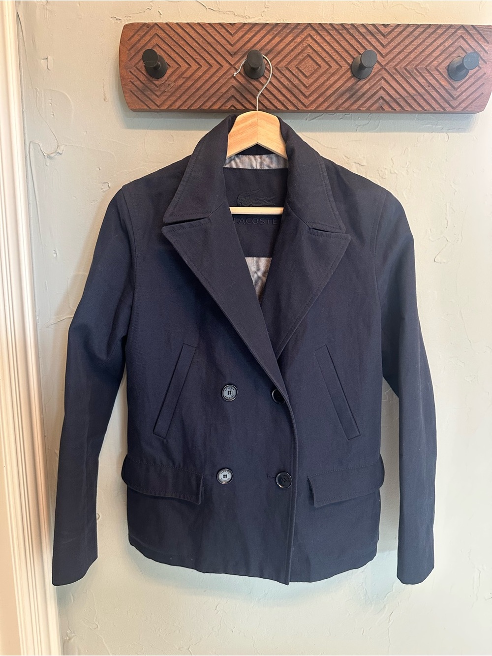 Lacoste Navy Double-Breasted Jacket